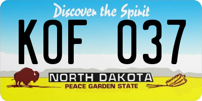 ND license plate KOF037
