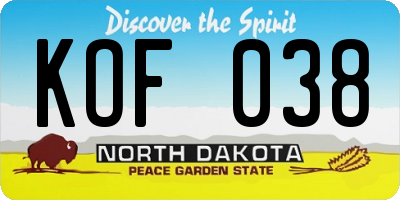 ND license plate KOF038