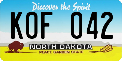 ND license plate KOF042