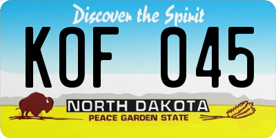 ND license plate KOF045