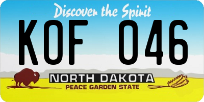 ND license plate KOF046