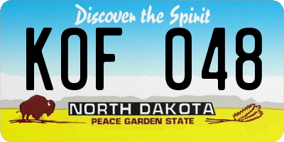 ND license plate KOF048