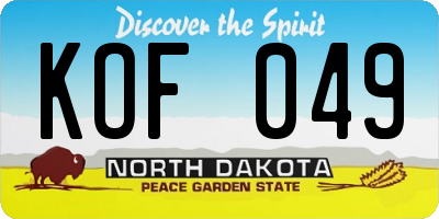 ND license plate KOF049
