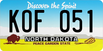 ND license plate KOF051