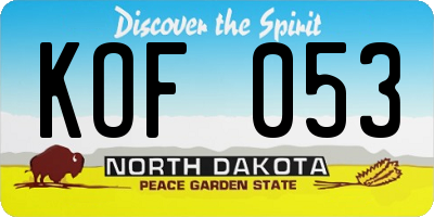 ND license plate KOF053