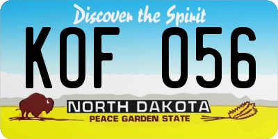 ND license plate KOF056