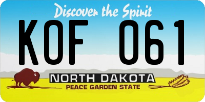 ND license plate KOF061