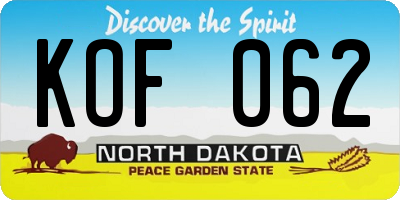 ND license plate KOF062