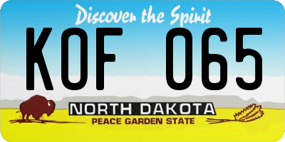 ND license plate KOF065
