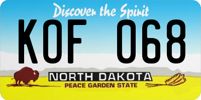 ND license plate KOF068