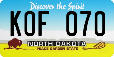 ND license plate KOF070