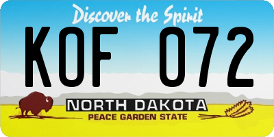 ND license plate KOF072
