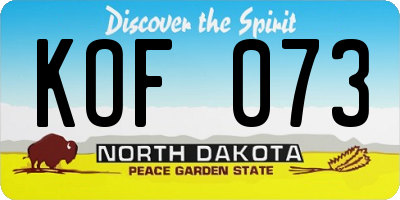 ND license plate KOF073