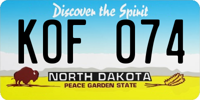 ND license plate KOF074