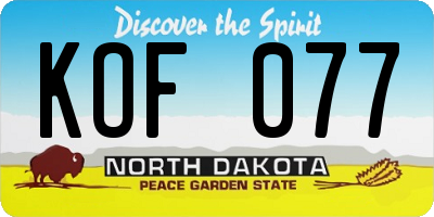 ND license plate KOF077