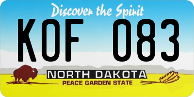 ND license plate KOF083