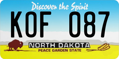 ND license plate KOF087