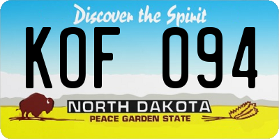 ND license plate KOF094