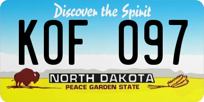 ND license plate KOF097