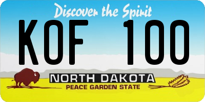 ND license plate KOF100