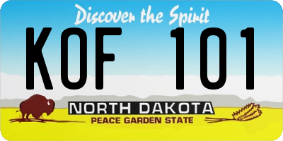 ND license plate KOF101