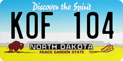 ND license plate KOF104