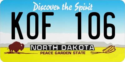 ND license plate KOF106