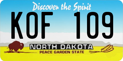 ND license plate KOF109