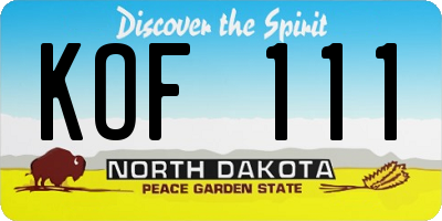 ND license plate KOF111