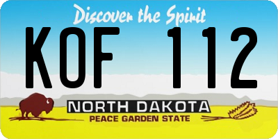 ND license plate KOF112