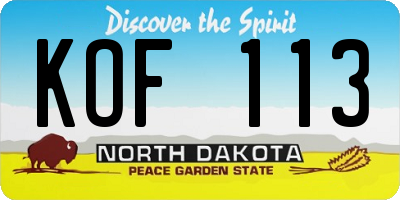 ND license plate KOF113