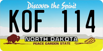 ND license plate KOF114