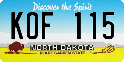 ND license plate KOF115