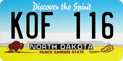 ND license plate KOF116