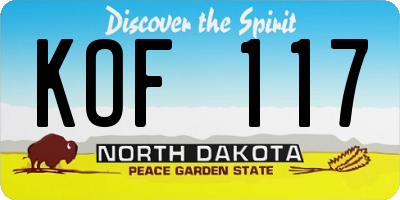 ND license plate KOF117