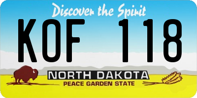 ND license plate KOF118