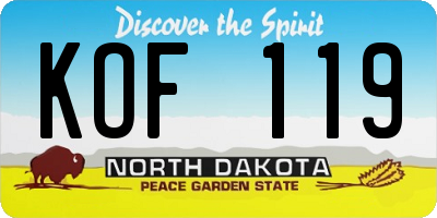 ND license plate KOF119