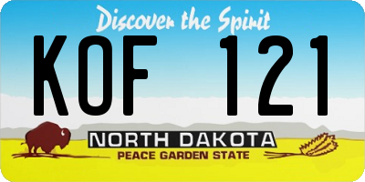 ND license plate KOF121