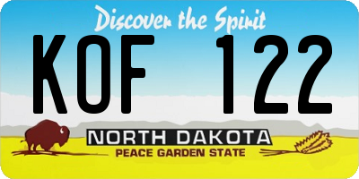 ND license plate KOF122