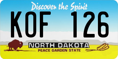 ND license plate KOF126