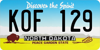 ND license plate KOF129