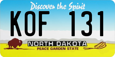 ND license plate KOF131