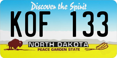 ND license plate KOF133