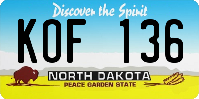 ND license plate KOF136