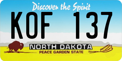 ND license plate KOF137