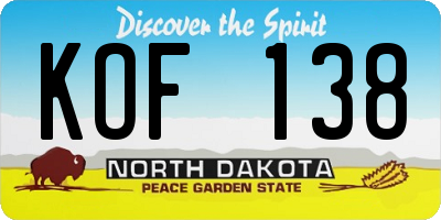 ND license plate KOF138