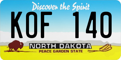 ND license plate KOF140