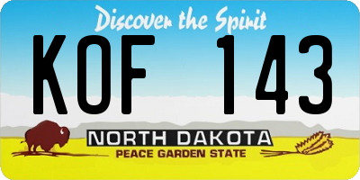 ND license plate KOF143