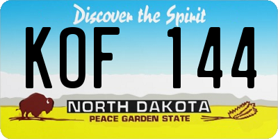 ND license plate KOF144