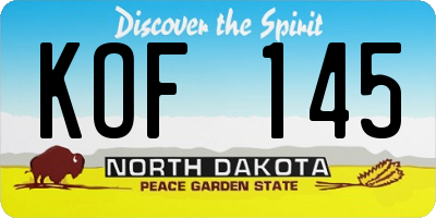 ND license plate KOF145